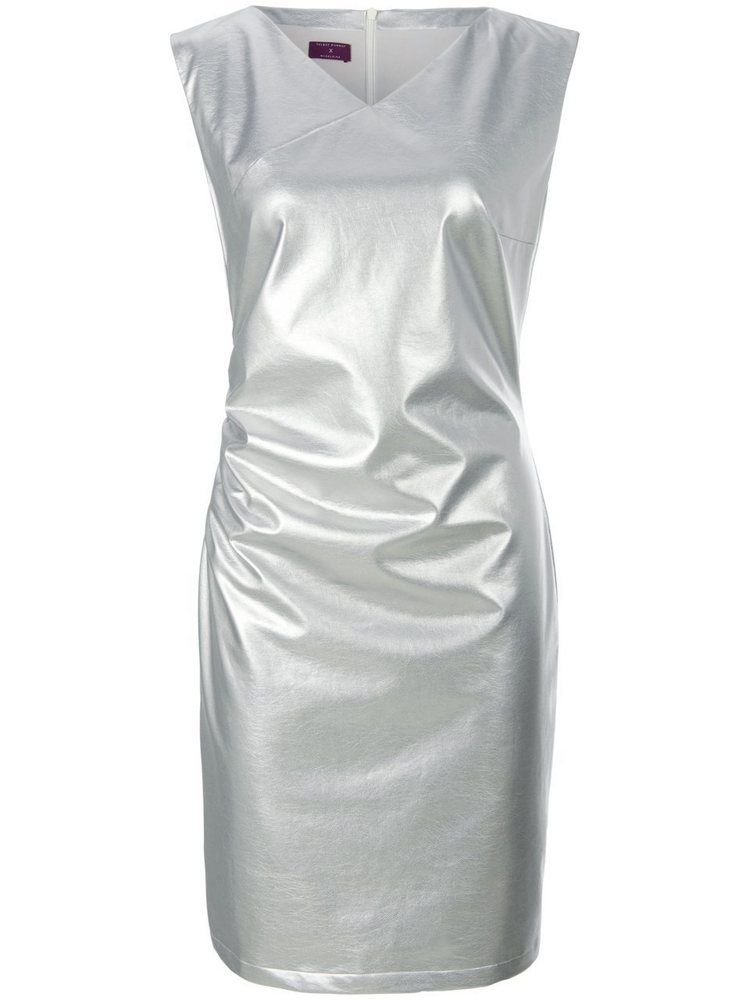 Mouwloze jurk V-hals Van TALBOT RUNHOF X PETER HAHN zilverkleur