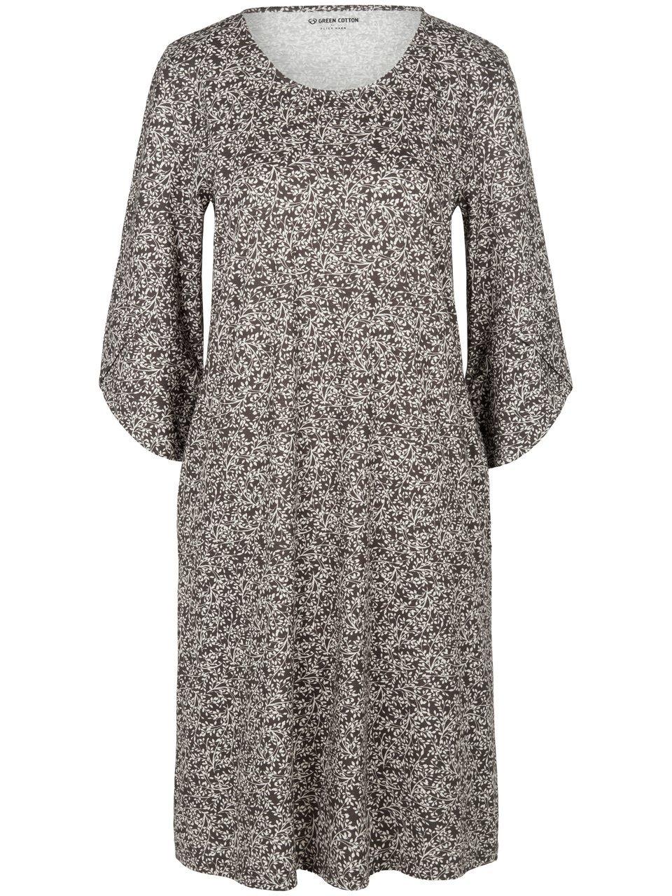 Green cotton Jersey jurk 100% katoen Van  bruin