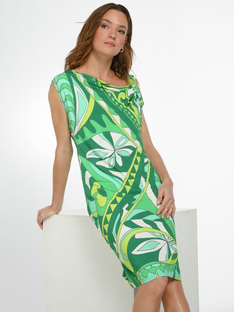 Ana Alcazar Jurk met watervalhals groen multicolour