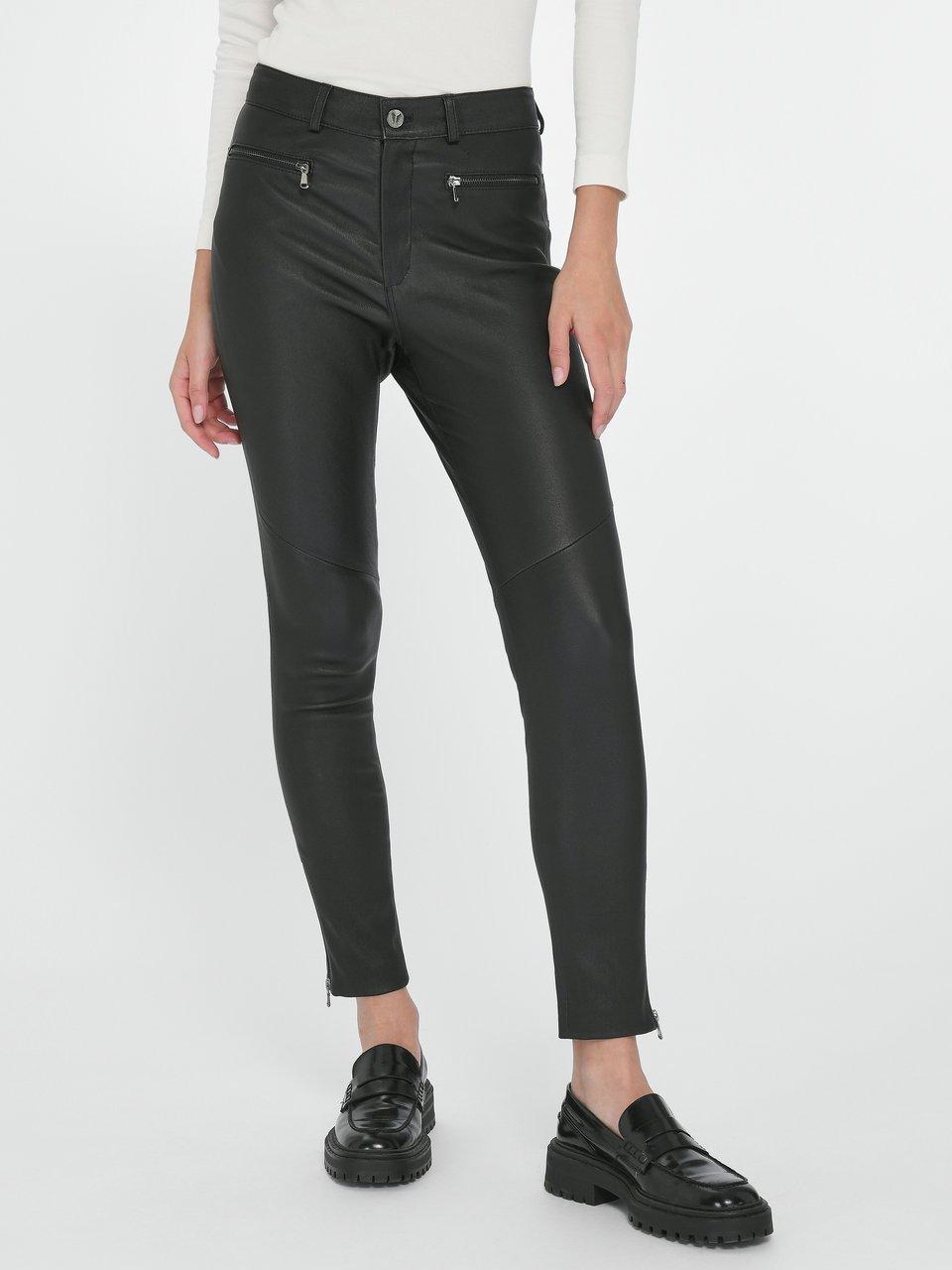 Andjel - Enkellange High Waist leren broek