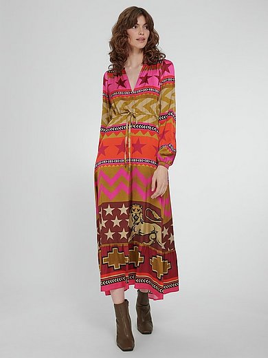 Grace - Kleid mit V-Ausschnitt - Fuchsia/Multicolor
