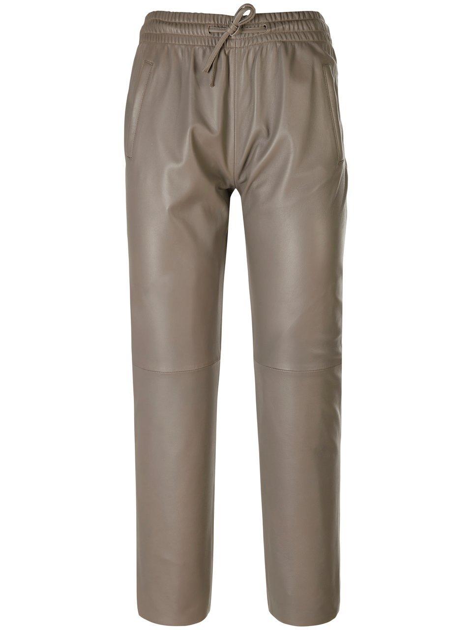 Leren 7/8-broek superzacht en soepel nappa Van Oakwood beige