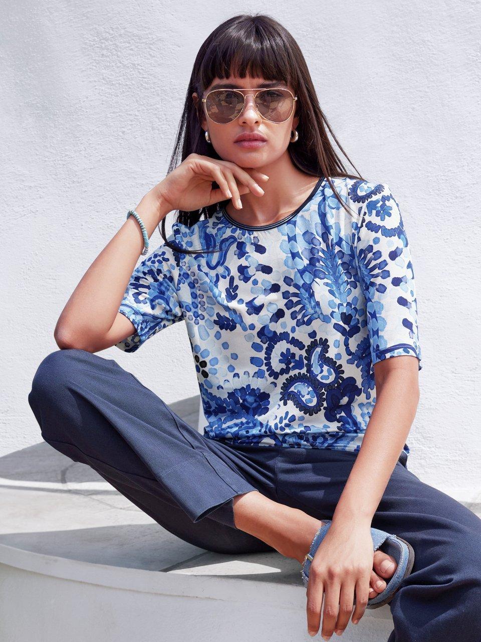 Peter Hahn Chemise col rond bleu multicolore