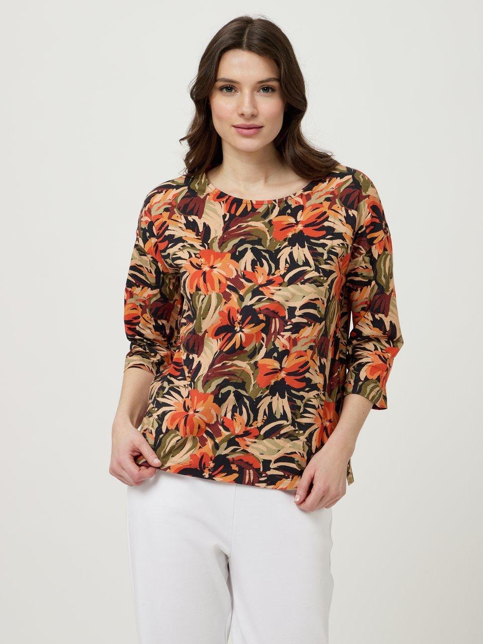 Green Cotton Chemise à col rond Gurli noir/orange/multicolore