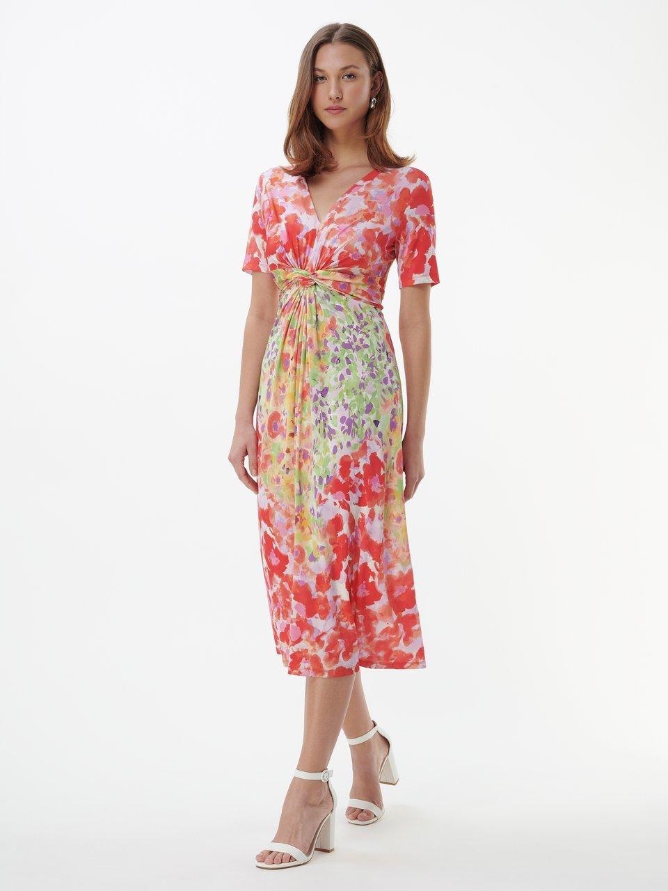 Vintage-Baumwollkleid Für Damen, Mit Peter-Pan-Kragen, Blumenmuster & Taschen, A-Linie