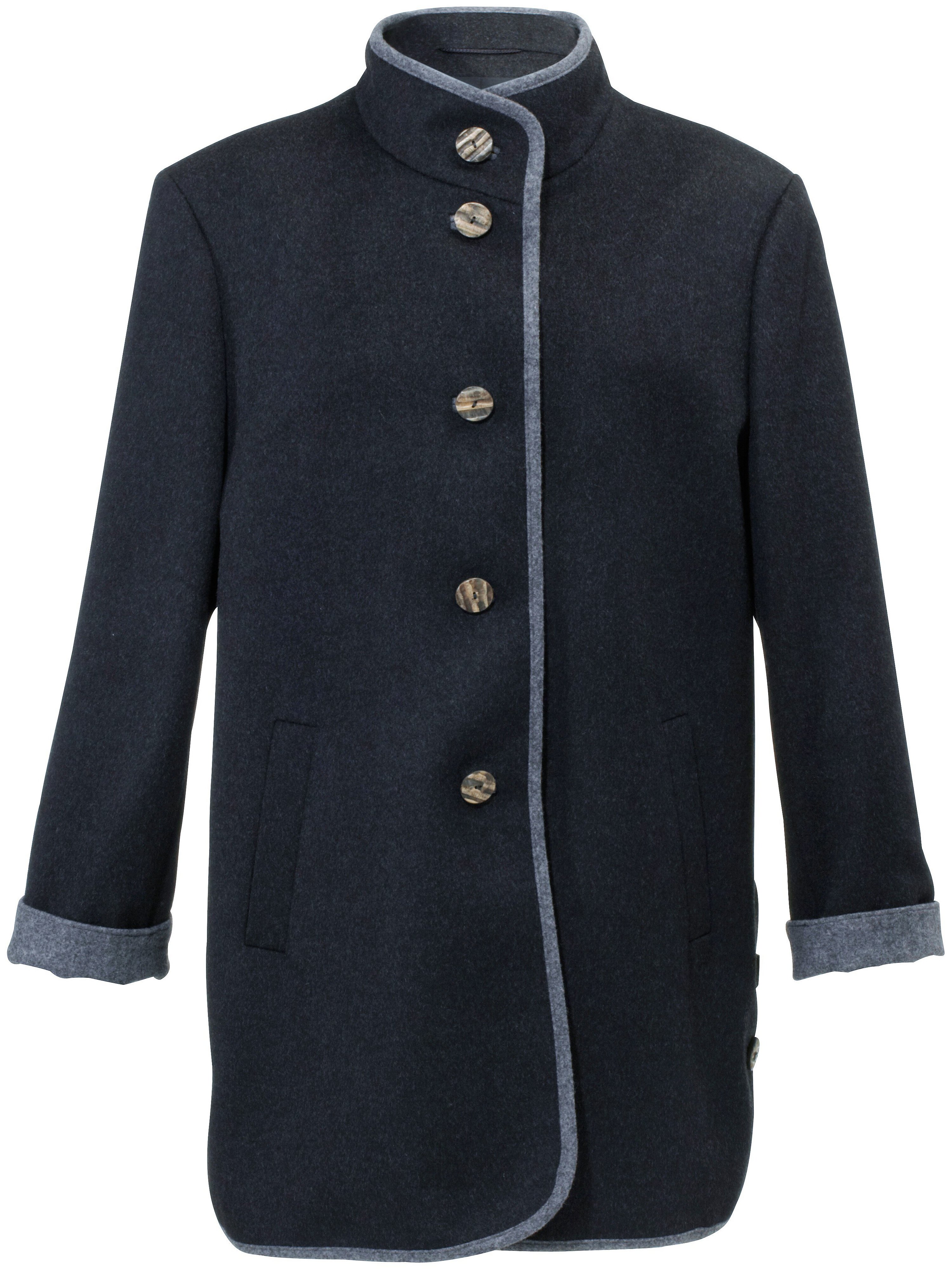 Long loden jacket small stand-up collar Peter Hahn blue