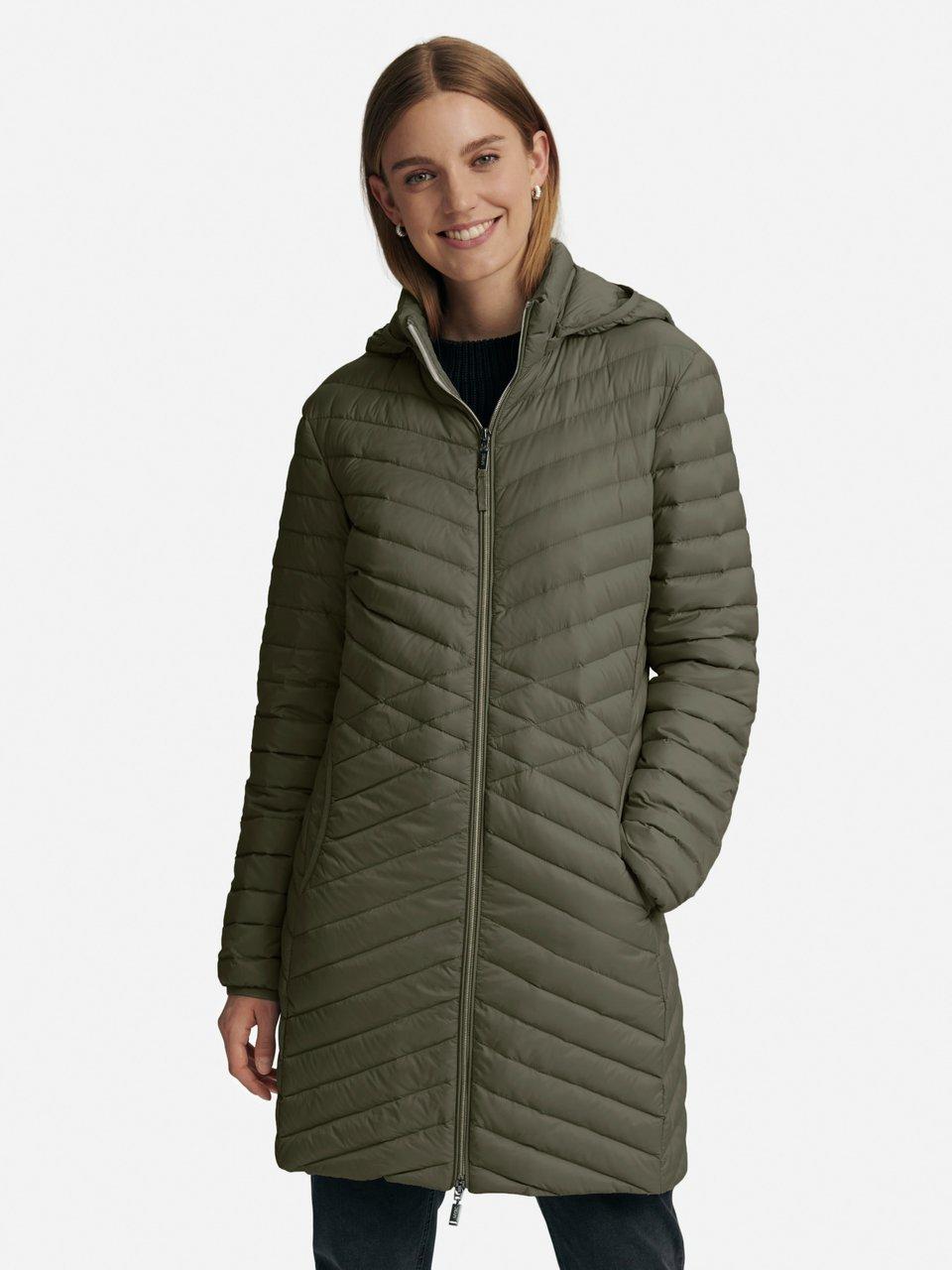 Peter Hahn - Lang doorgestikt donsjasje met capuchon