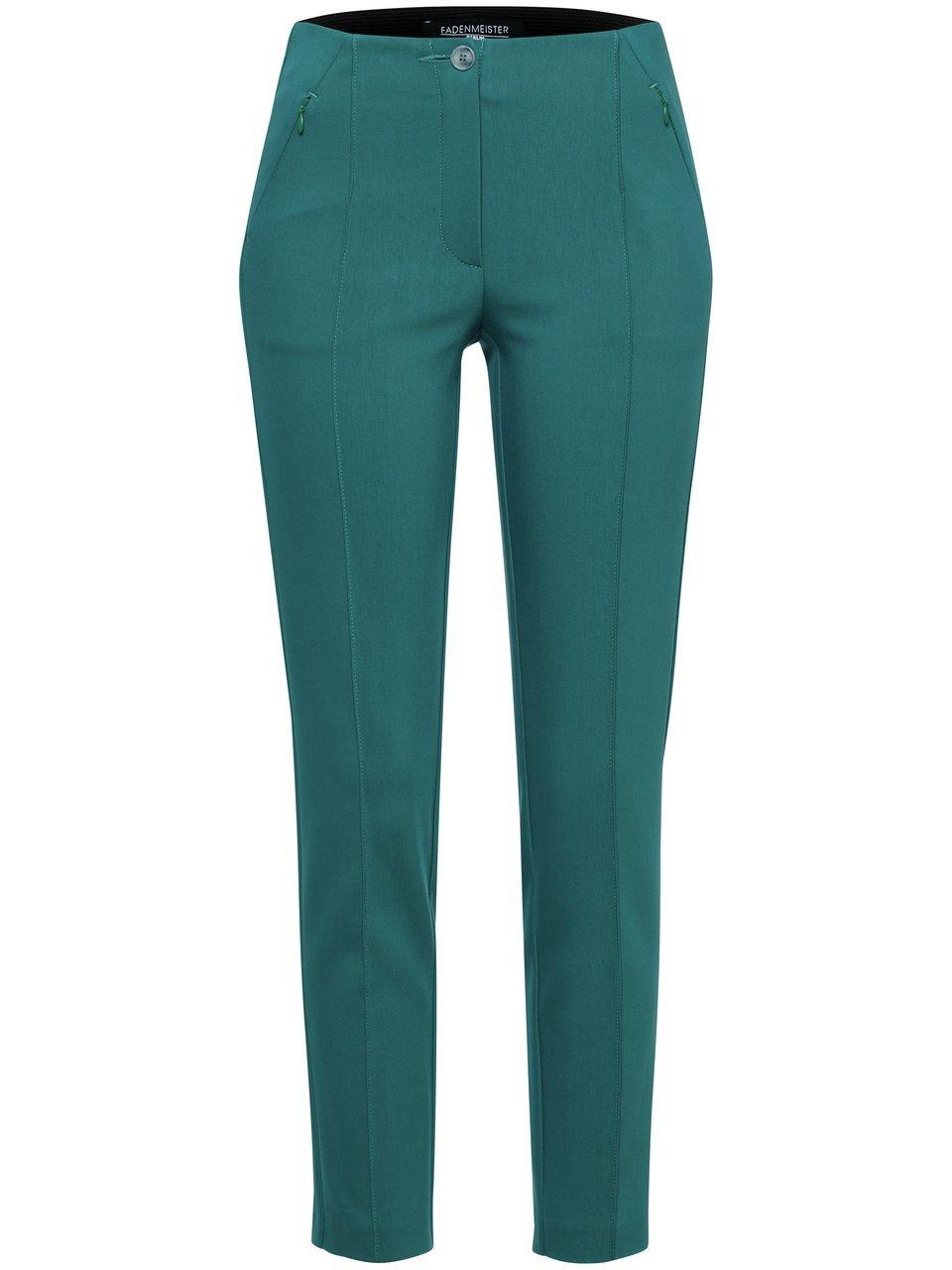 Enkellange broek in smal model Van Fadenmeister Berlin turquoise