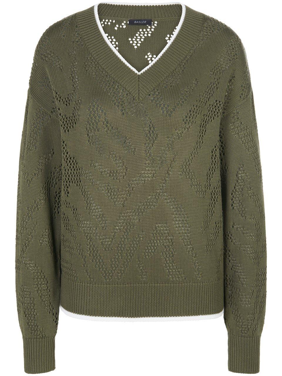 Legerer V-Pullover BASLER grün günstig online kaufen