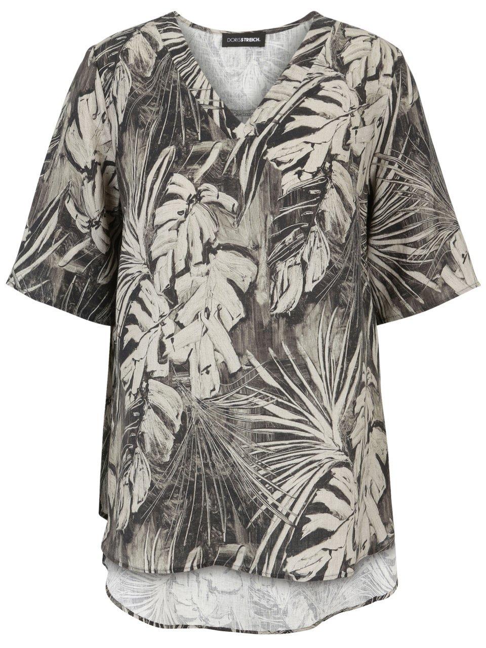 Doris Streich - Leinen-Shirt mit V-Ausschnitt