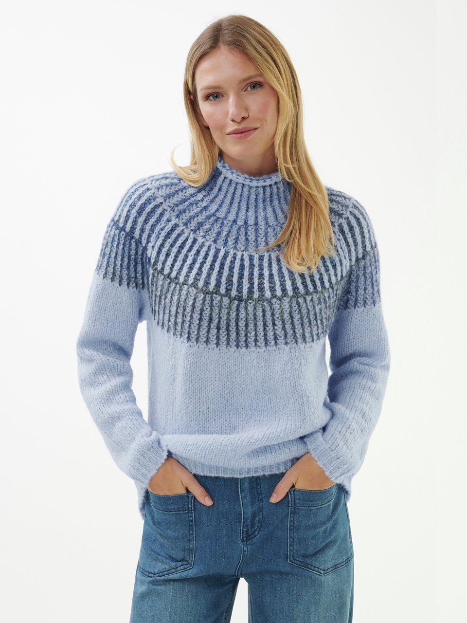Peter Hahn Pullover mit Stehkragen Hellblau/Blau/Melange