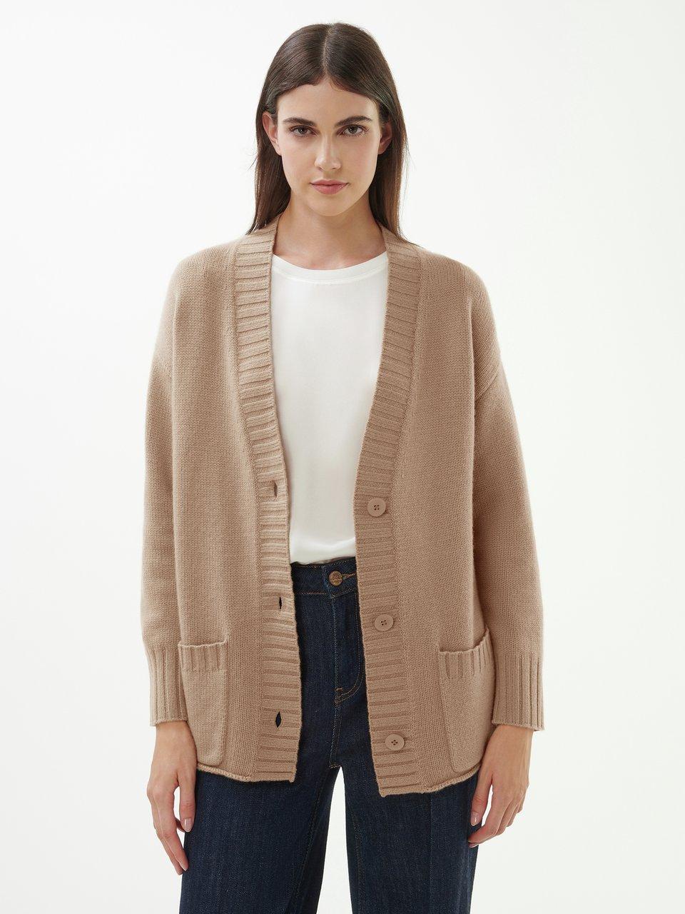 Cardigan Strickjacke Comma Strickjacke Camel Melange Strickjacke