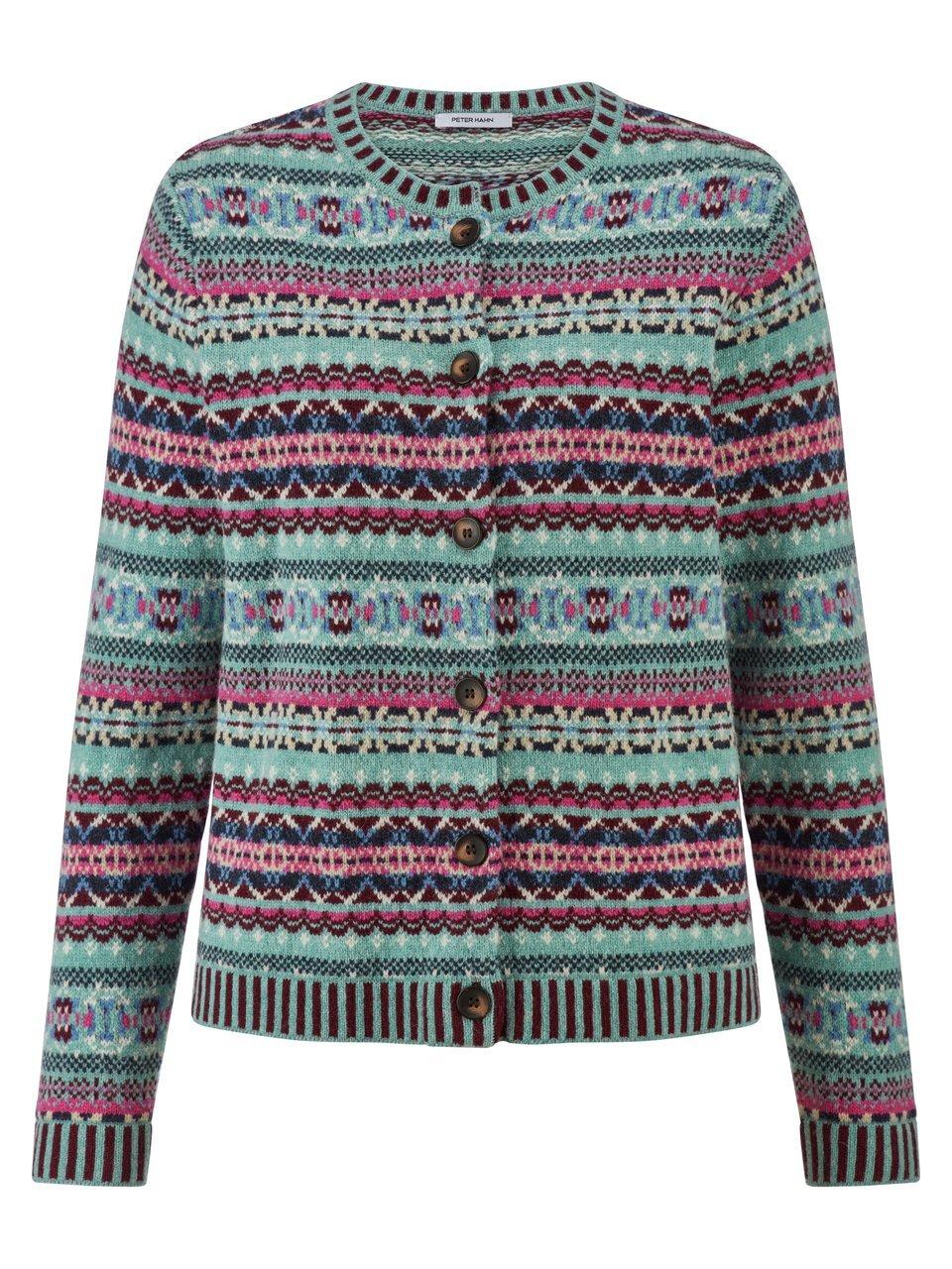 Strickjacke Rundhals-Ausschnitt Peter Hahn mehrfarbig günstig online kaufen