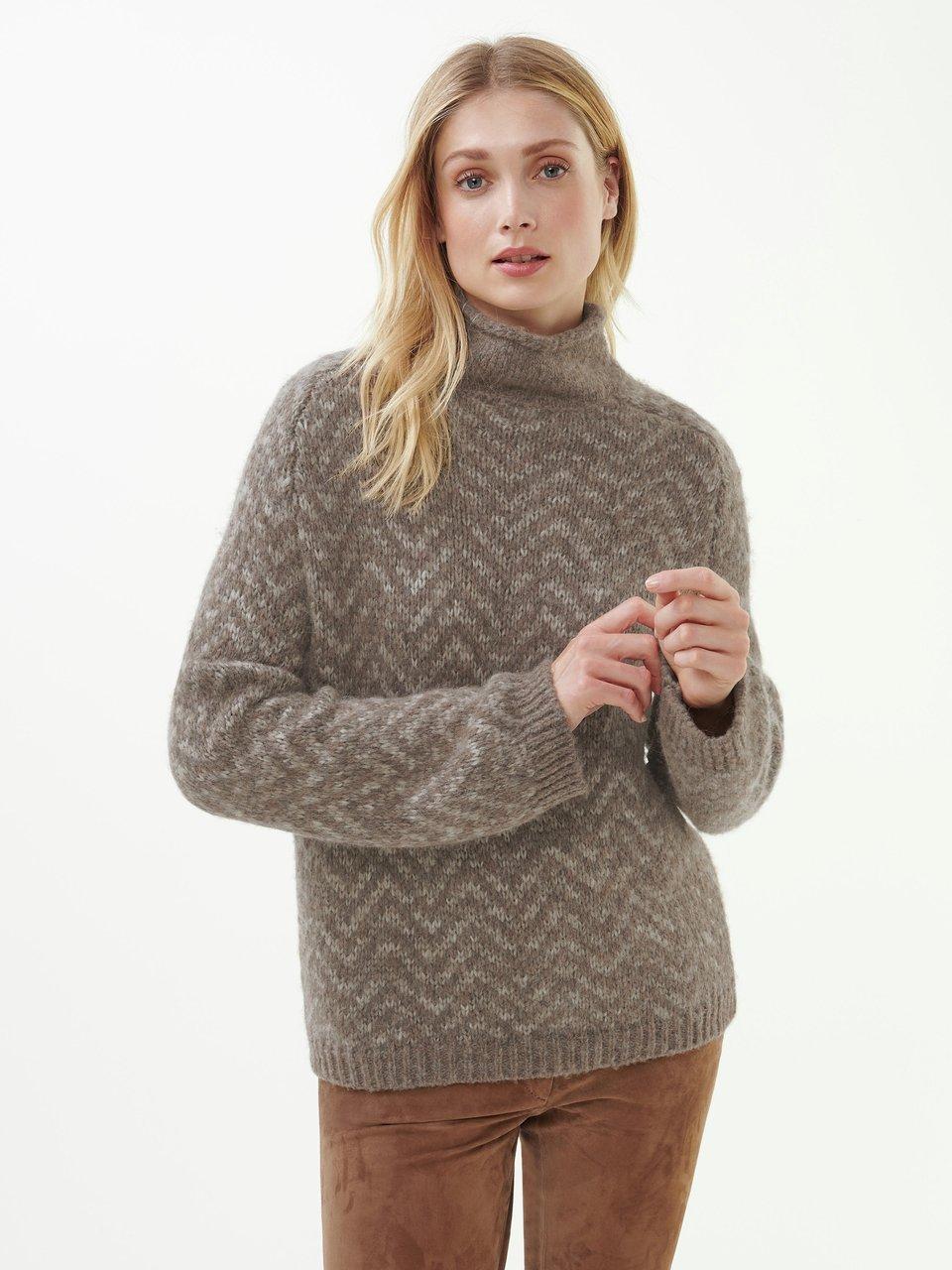 Fadenmeister Berlin Pullover mit Stehkragen Taupe/Creme/Melange