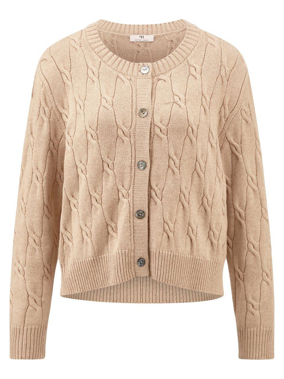 Strickjacke Rundhals-Ausschnitt Peter Hahn beige günstig online kaufen