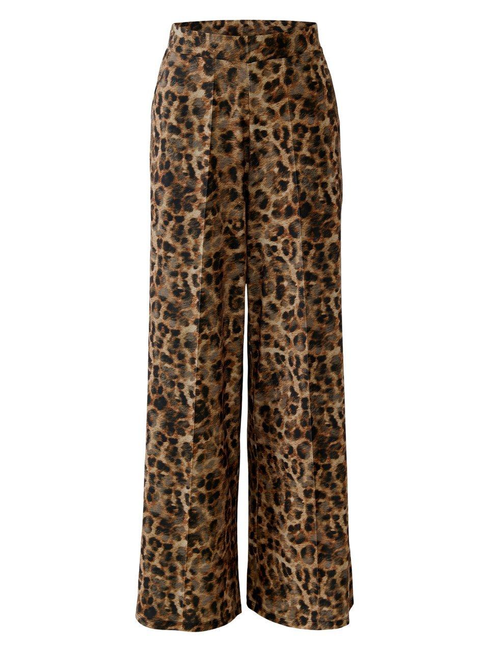 Oui Wide Fit-jersey broek Van  bruin