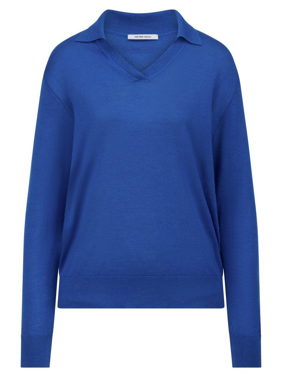 Peter Hahn Polotrui V-vormig inzetstuk bij de halslijn Van  blauw