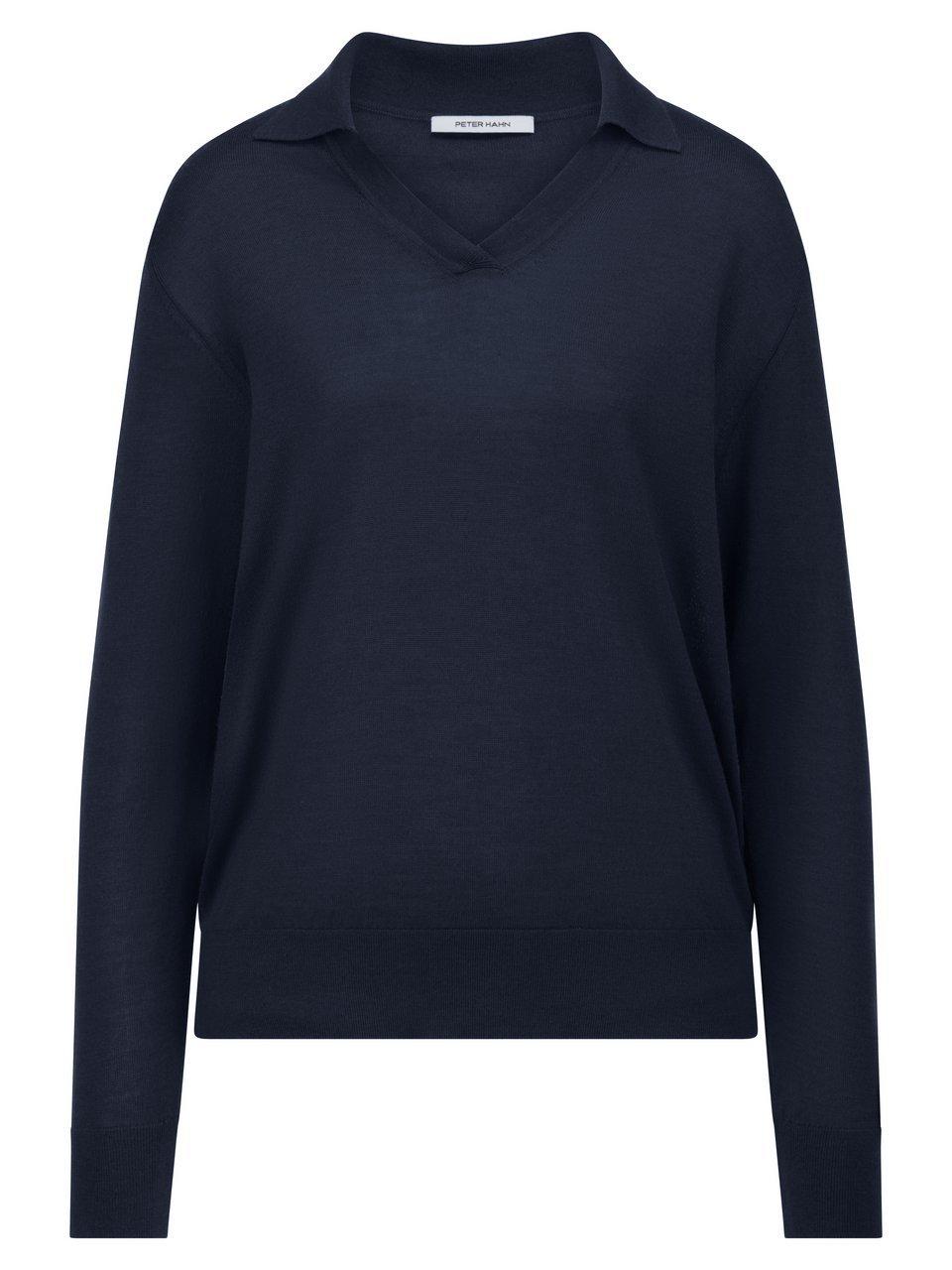 Polo-Pullover V-Einsatz am Ausschnitt Peter Hahn blau günstig online kaufen