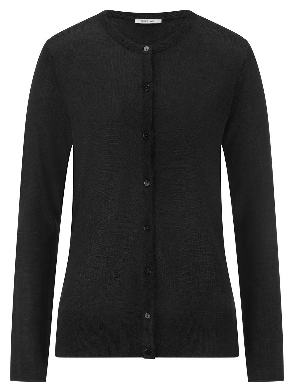 Strickjacke Rundhals-­Ausschnitt Peter Hahn schwarz günstig online kaufen