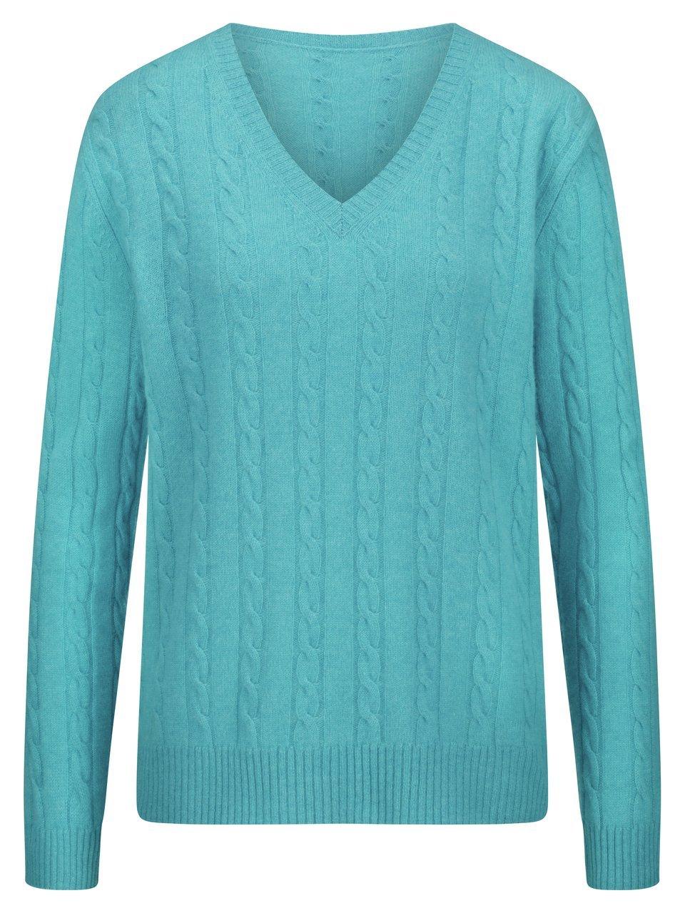 Peter Hahn Trui V-hals Van  turquoise