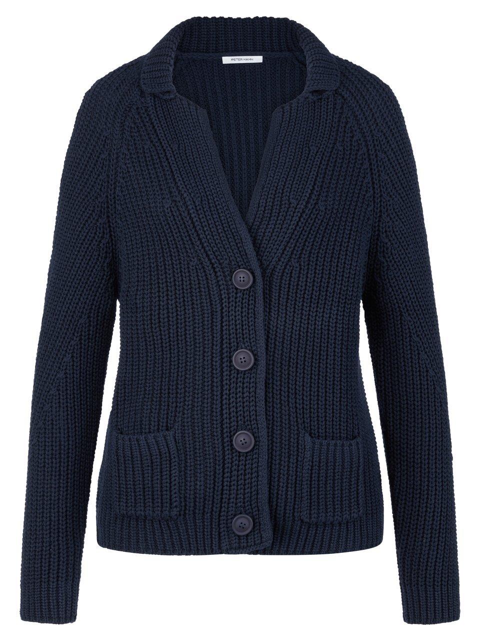 Strickblazer Revers­kragen Peter Hahn blau günstig online kaufen