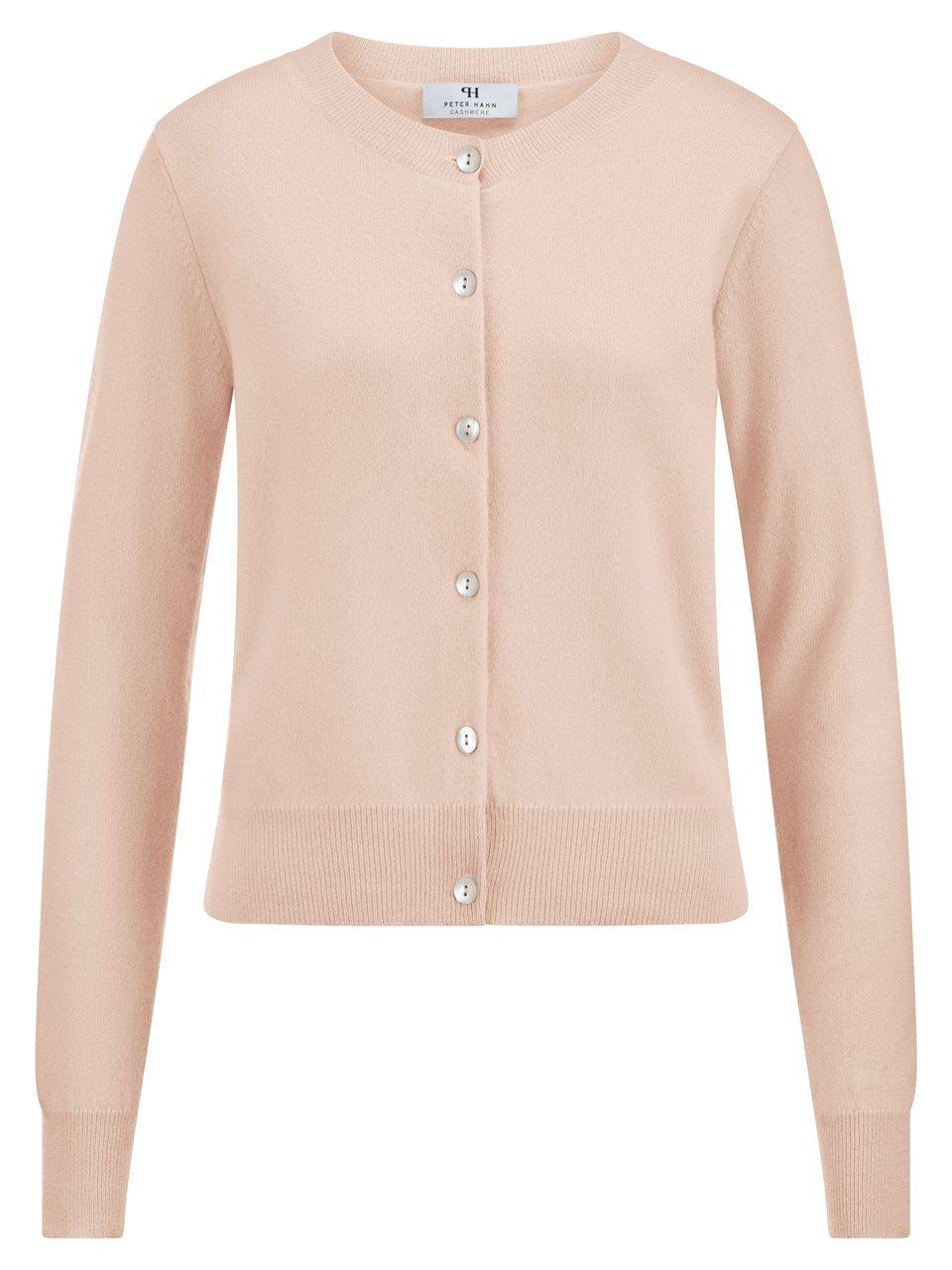 Strickjacke Rundhals-Ausschnitt Peter Hahn rosé günstig online kaufen