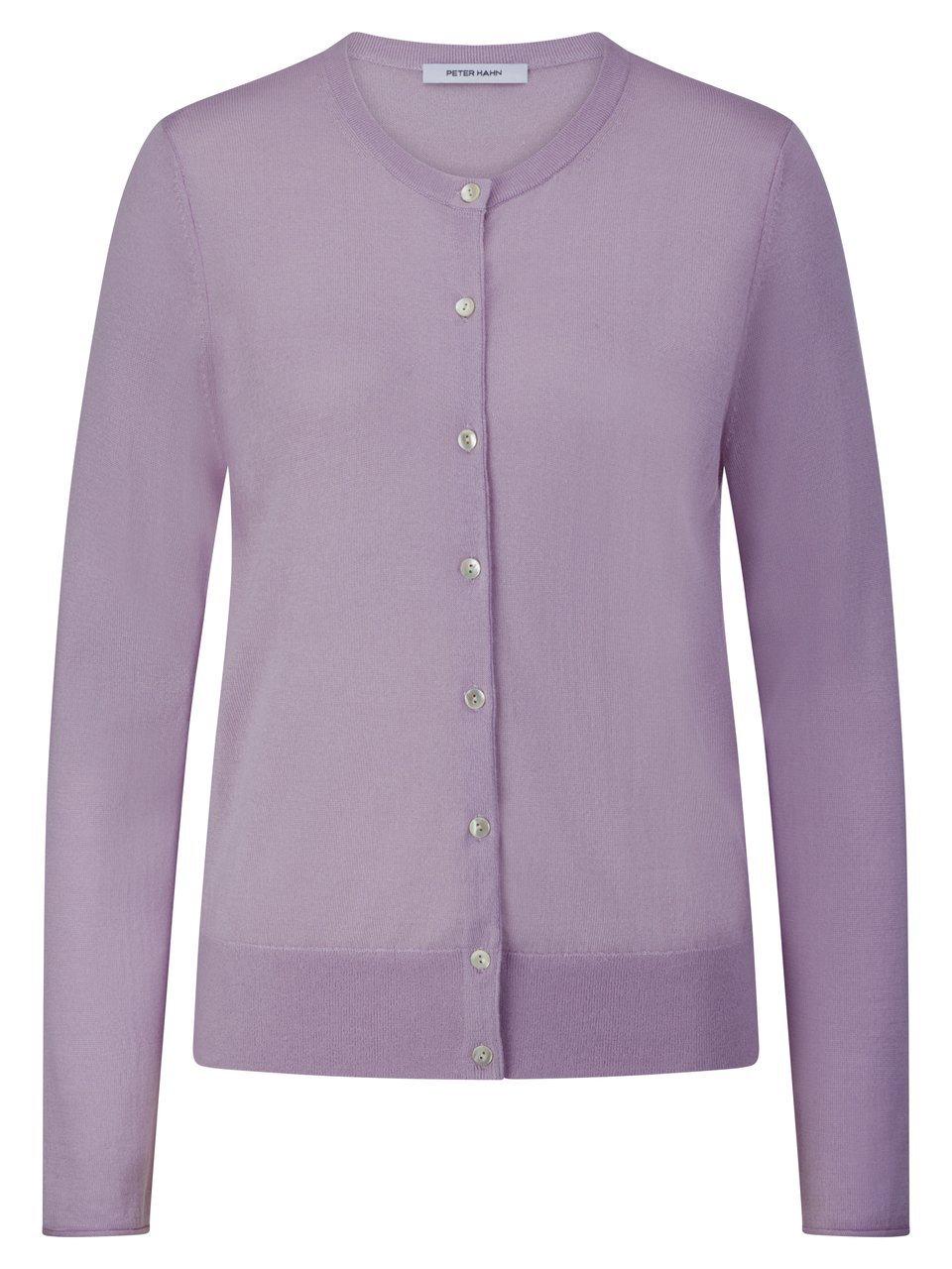 Strickjacke Rundhals-­Ausschnitt Peter Hahn lila günstig online kaufen
