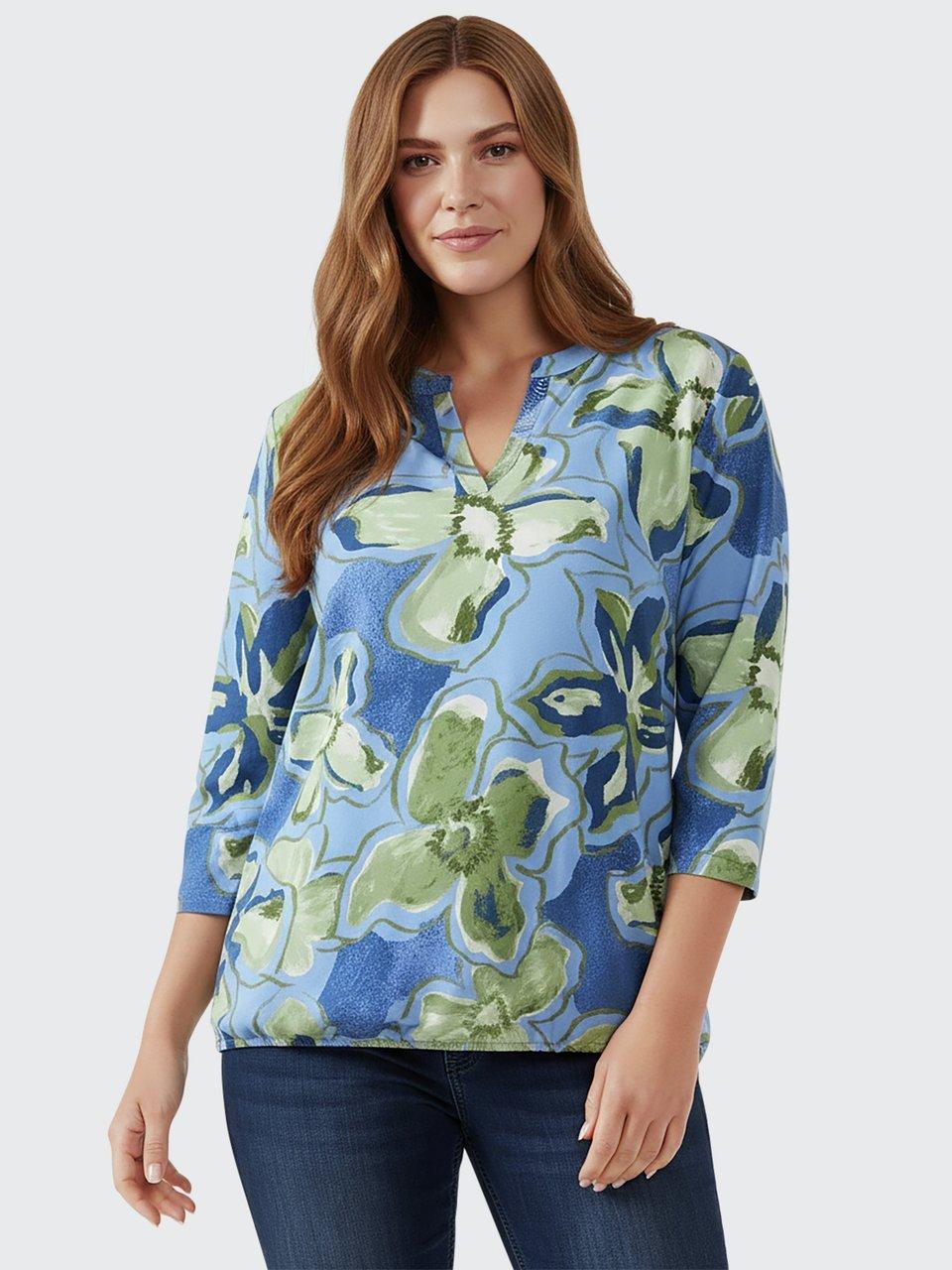 Turquoise dames v hals shirt lange mouw