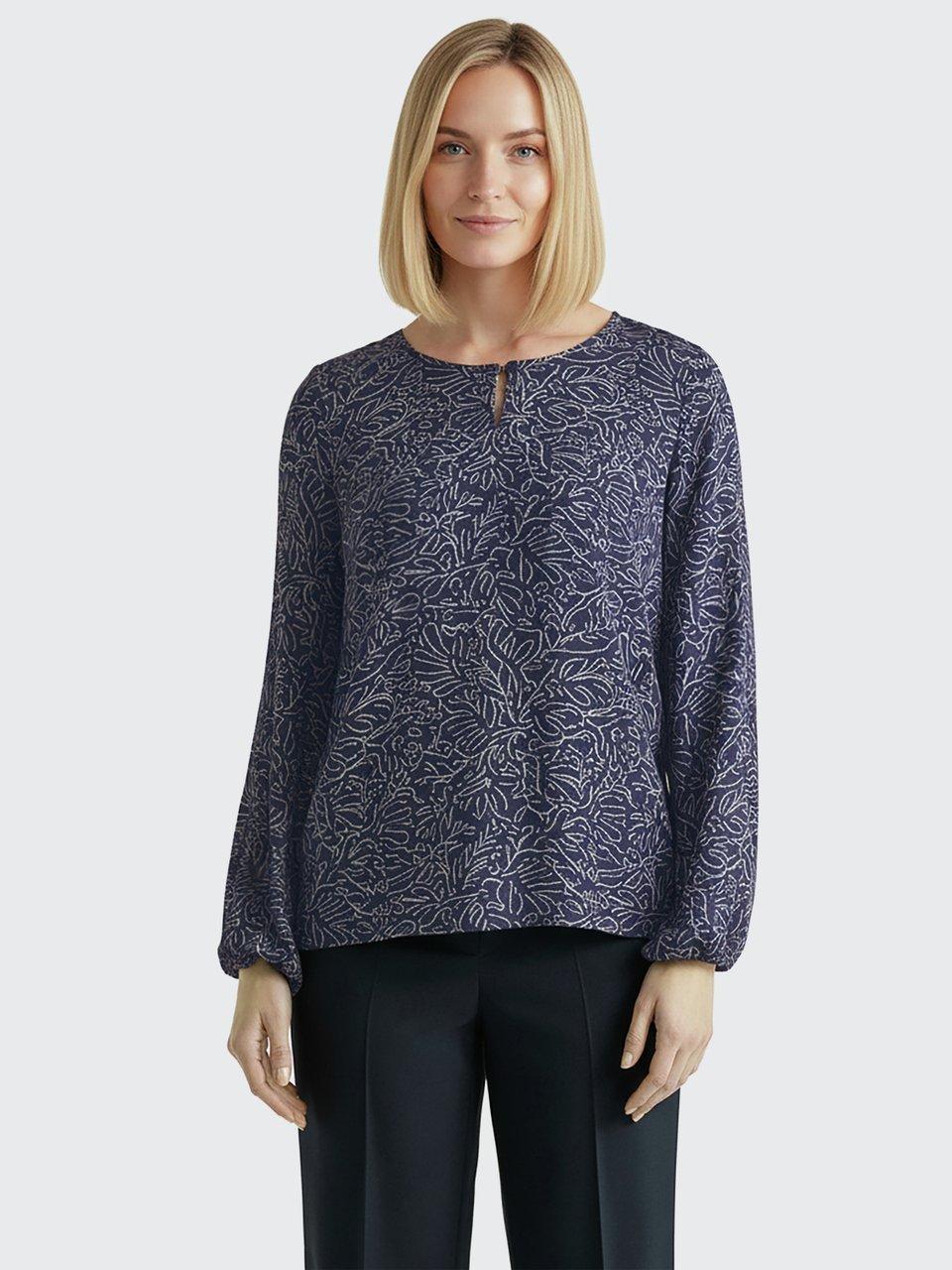 Damesblouse met lange mouwen, elegante pofmouwen, tuniek, diepe V-hals, bovenstuk, los hemd, casual, blouse, T-shirt, print, elegante tops, wit, L