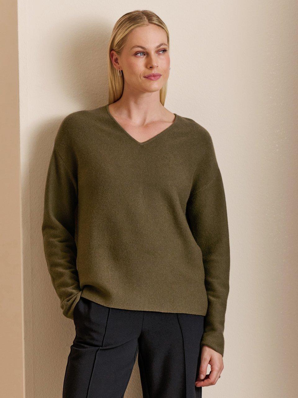 V-Pullover aus Schurwolle und Kaschmir Fadenmeister Berlin grün