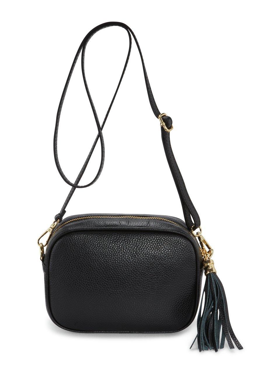 Umhängetasche aus genarbtem Rindsleder Peter Hahn schwarz günstig online kaufen