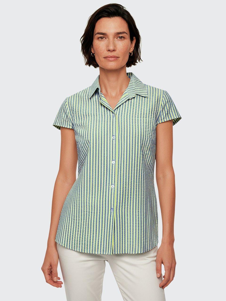 Aottori Mousseline blouse dames elegant bovenstuk 100% katoen korte mouwen hemdblouse met V-hals blouses tuniek tops zomer, bruin, L