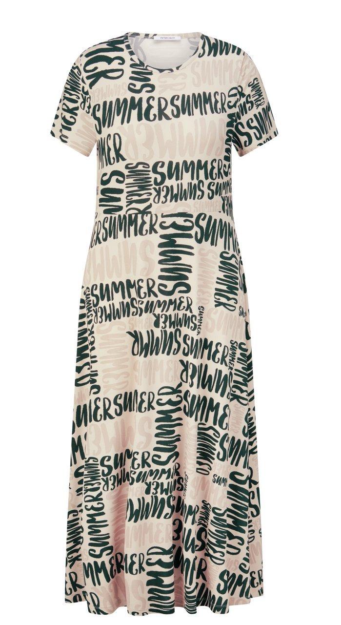 Jersey-Kleid Rundhals-Ausschnitt Peter Hahn beige günstig online kaufen