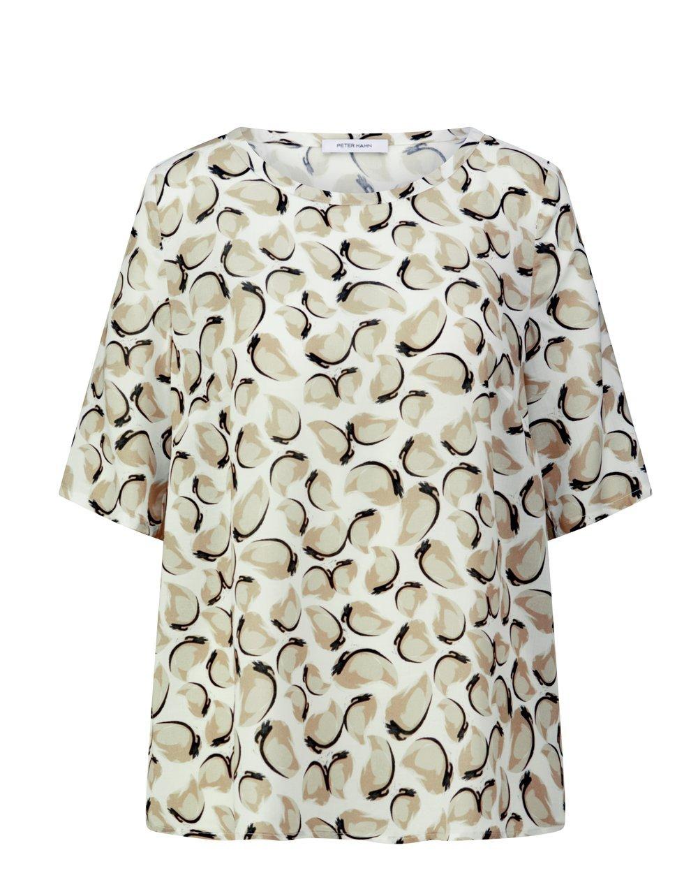 Bluse Rundhals-­Ausschnitt Peter Hahn weiss günstig online kaufen