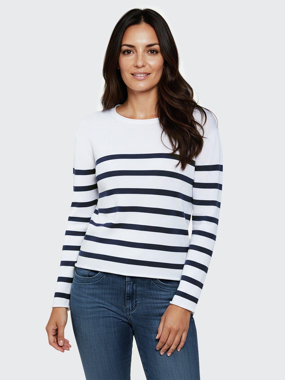Pull col rond côtelé noir femme | Morgan
