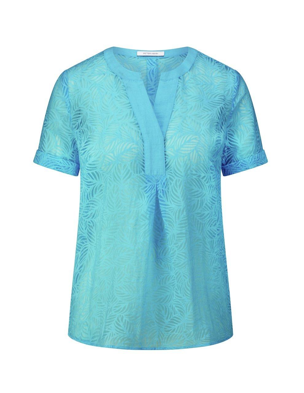 Bluse Rundhals-Ausschnitt Peter Hahn türkis günstig online kaufen