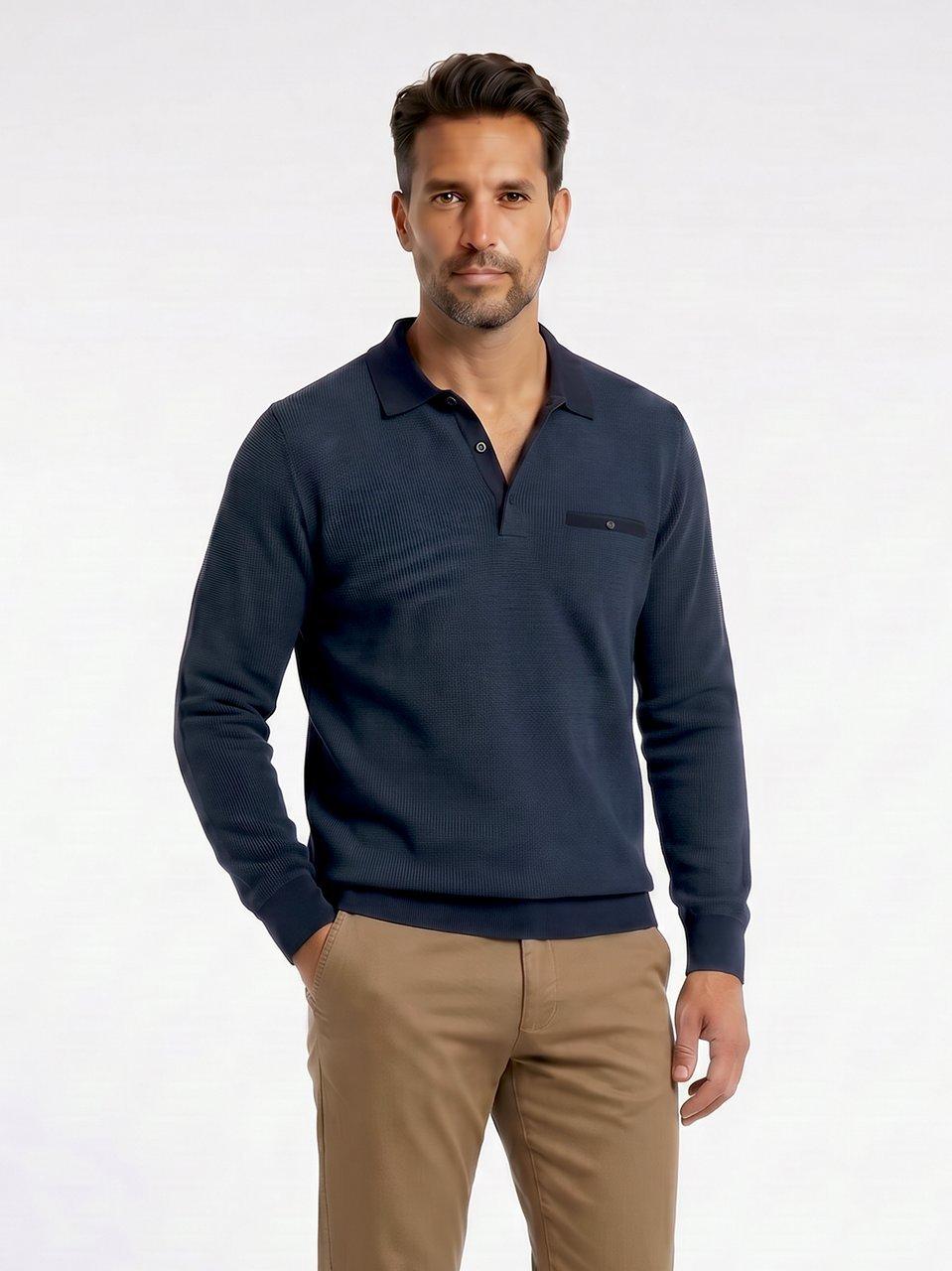 Bugatti - Polo-Sweatshirt mit kurzer Knopfleiste