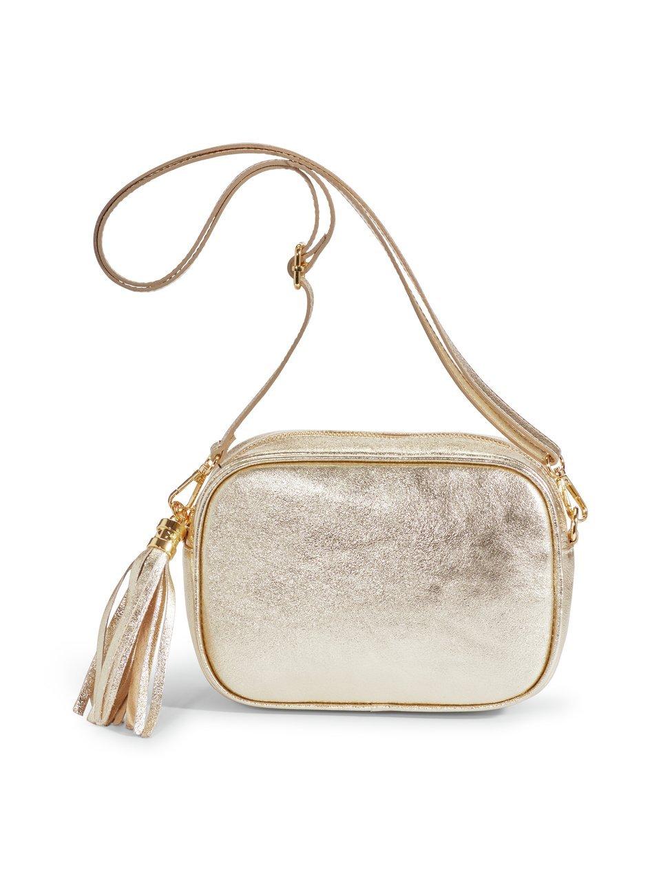 Umhängetasche aus genarbtem Rindsleder Peter Hahn gold günstig online kaufen