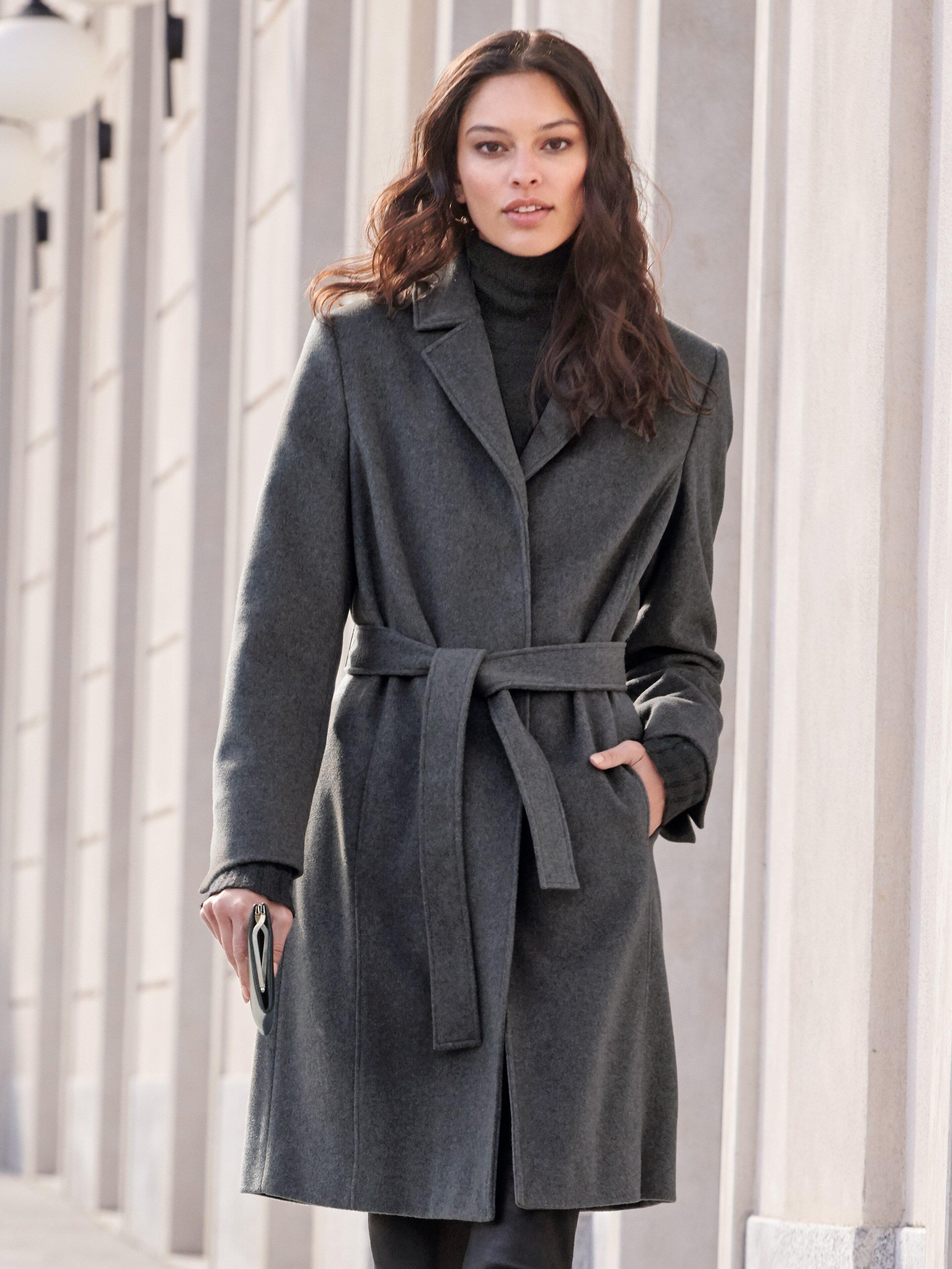 manteau long gris chiné