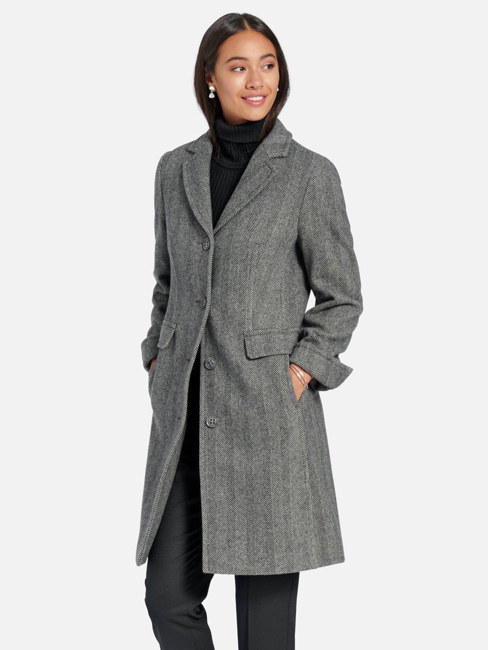 Peter Hahn - Knee-length coat in 100% new milled wool - grey/stone