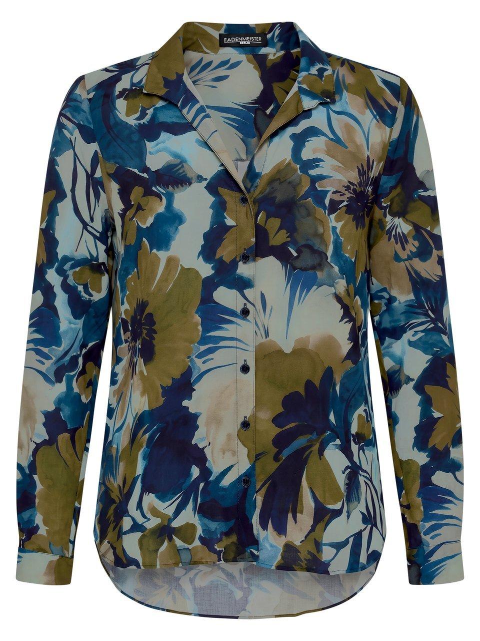 Long-Bluse Stehkragen Fadenmeister Berlin blau