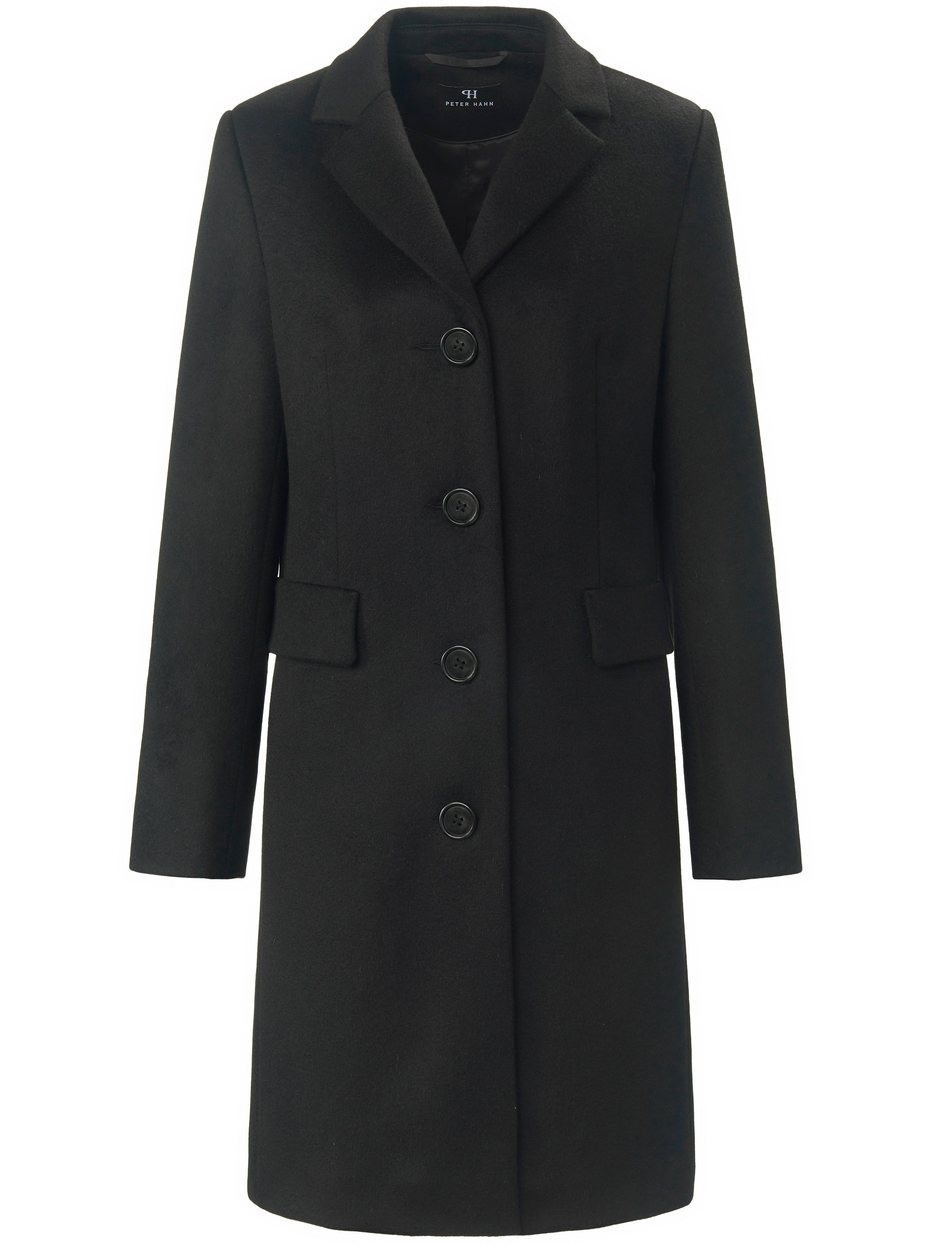 Knee-length coat in 100% new milled wool Peter Hahn black