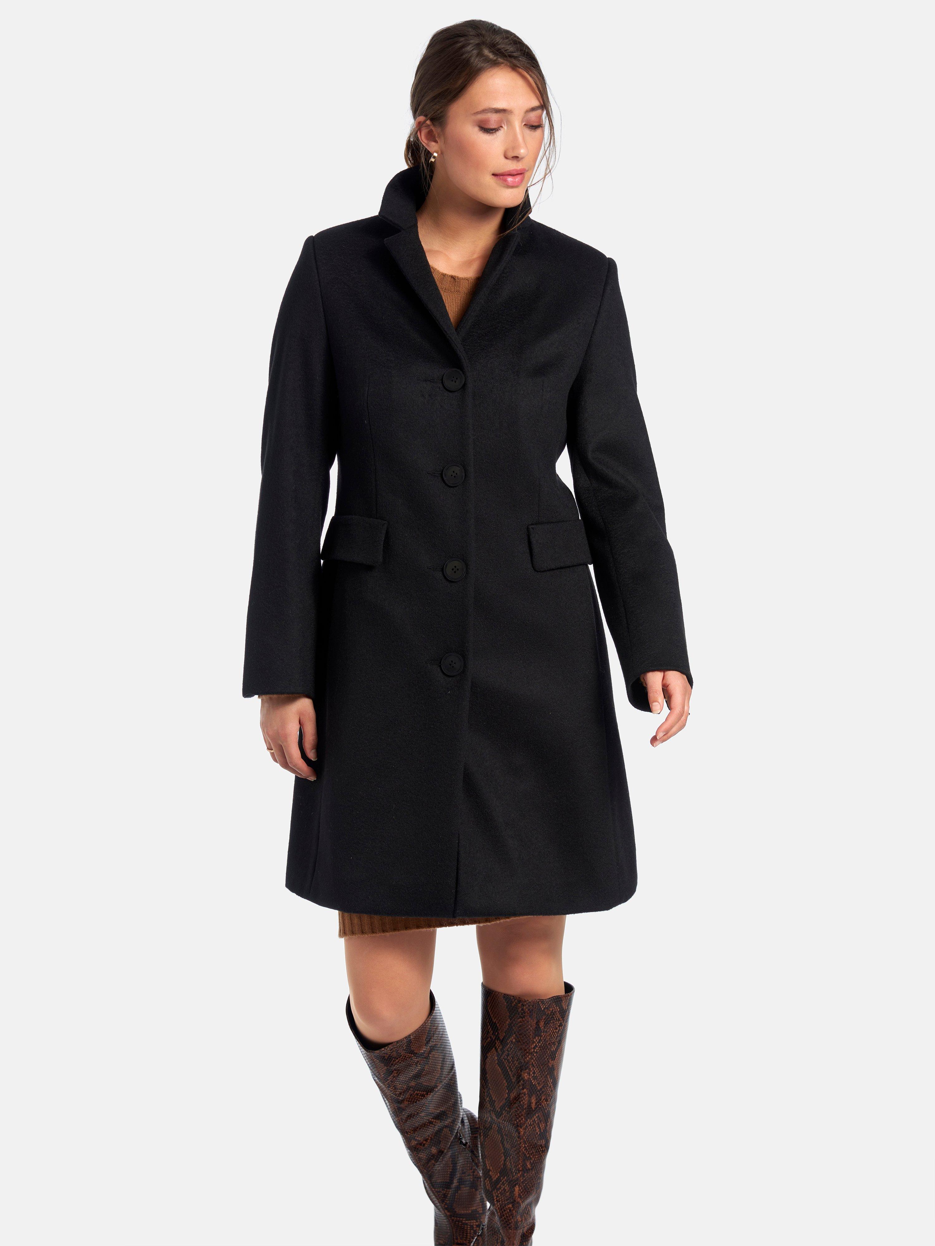 black wool knee length coat