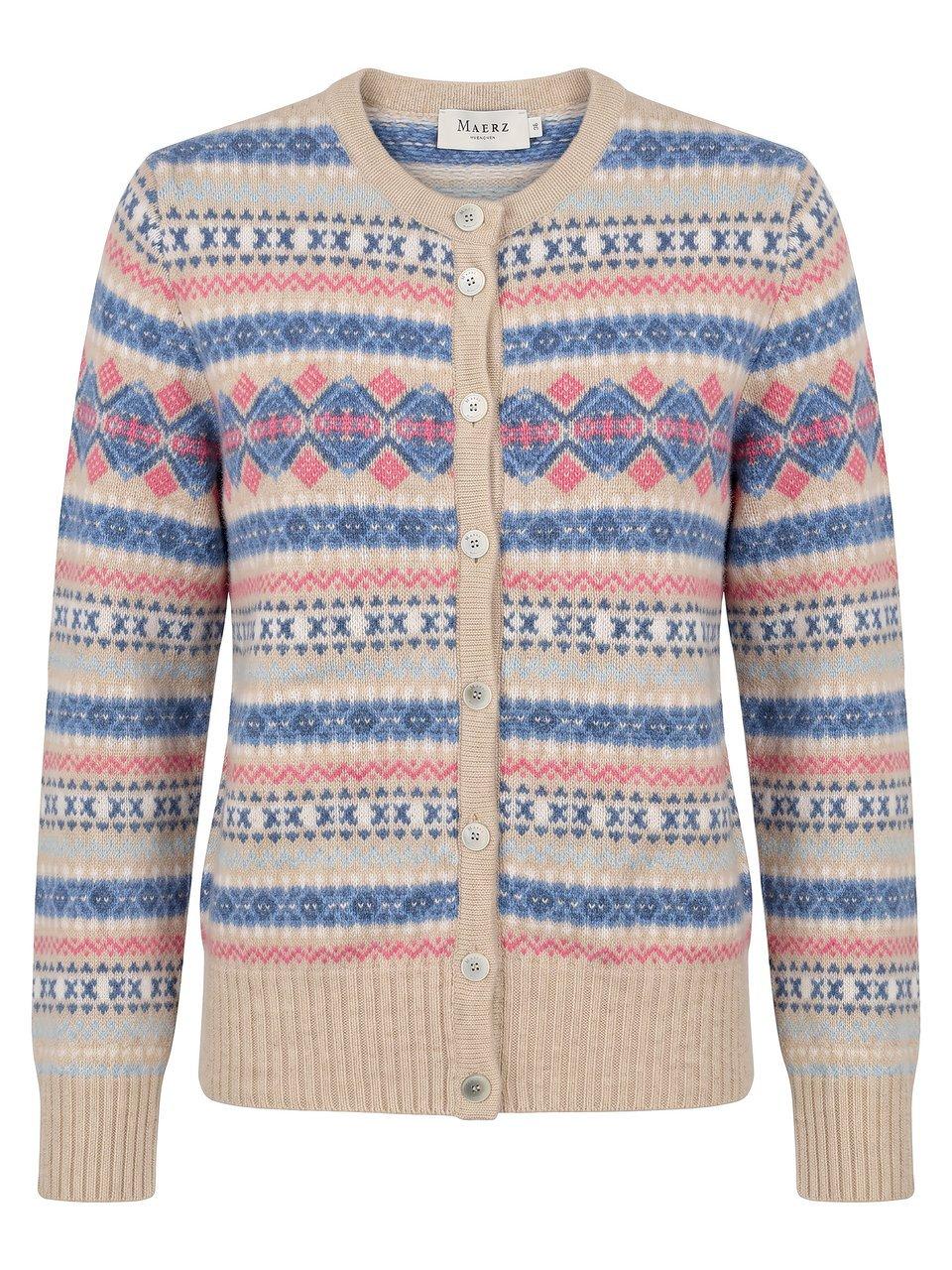 Strickjacke Rundhals-­Ausschnitt MAERZ Muenchen beige