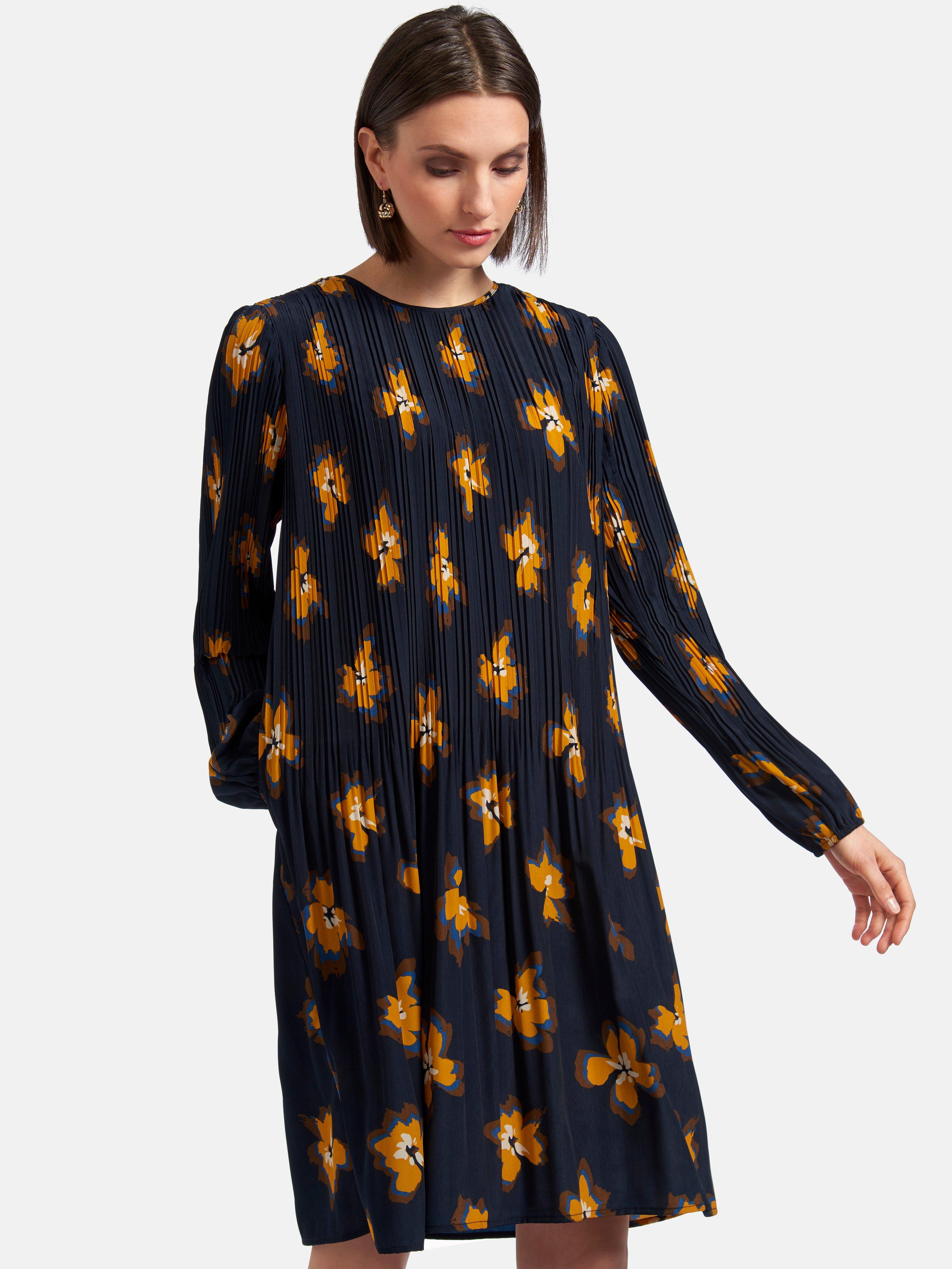 Steffen Schraut Dress With Elasticated Long Sleeves Navy Multicoloured
