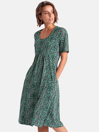 Green Cotton Kleid Mit 1 2 Arm Aus 100 Baumwolle Ecru Smaragd Schwarz