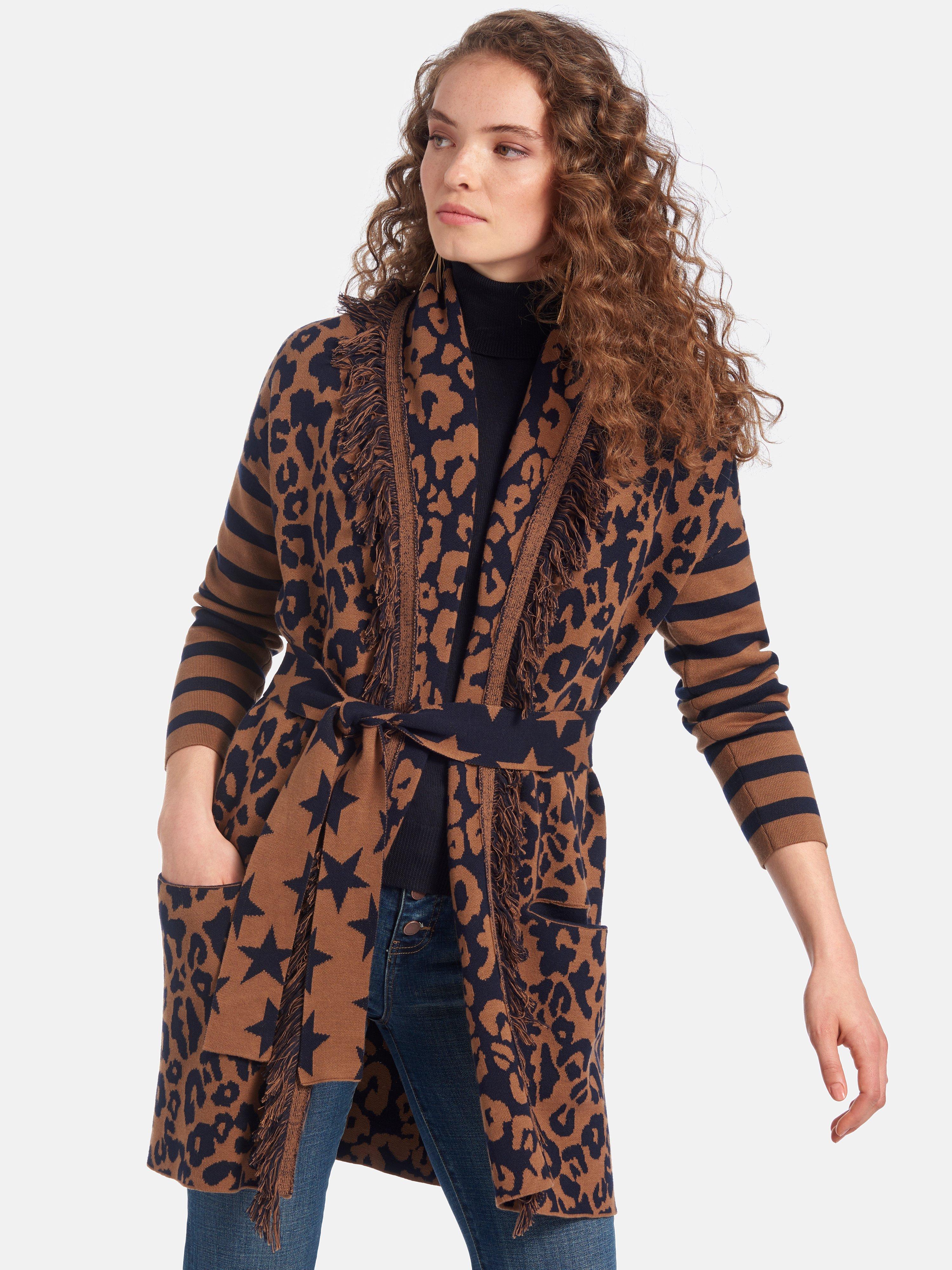 LIEBLINGSSTÜCK - Lang vest met luipaard-jacquard voor en achter
