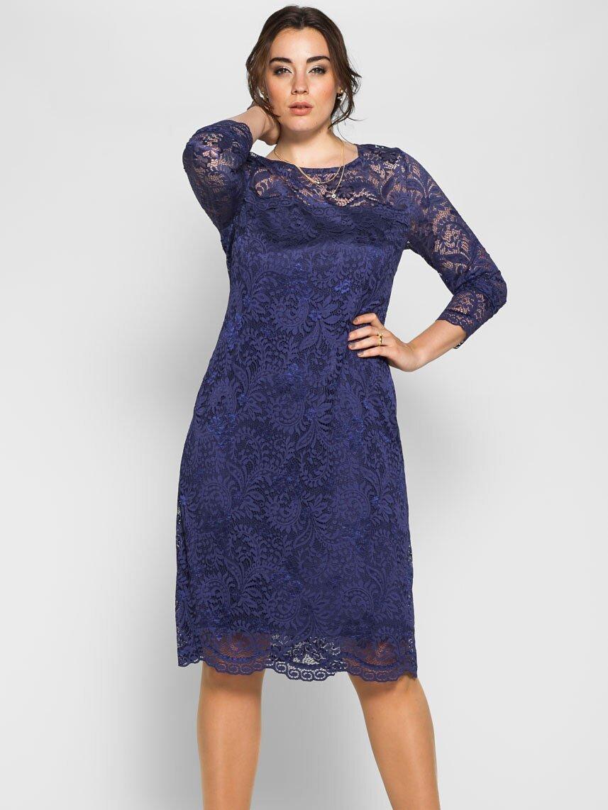 Anna Scholz for sheego - Lace dress with a round neckline - midnight blue