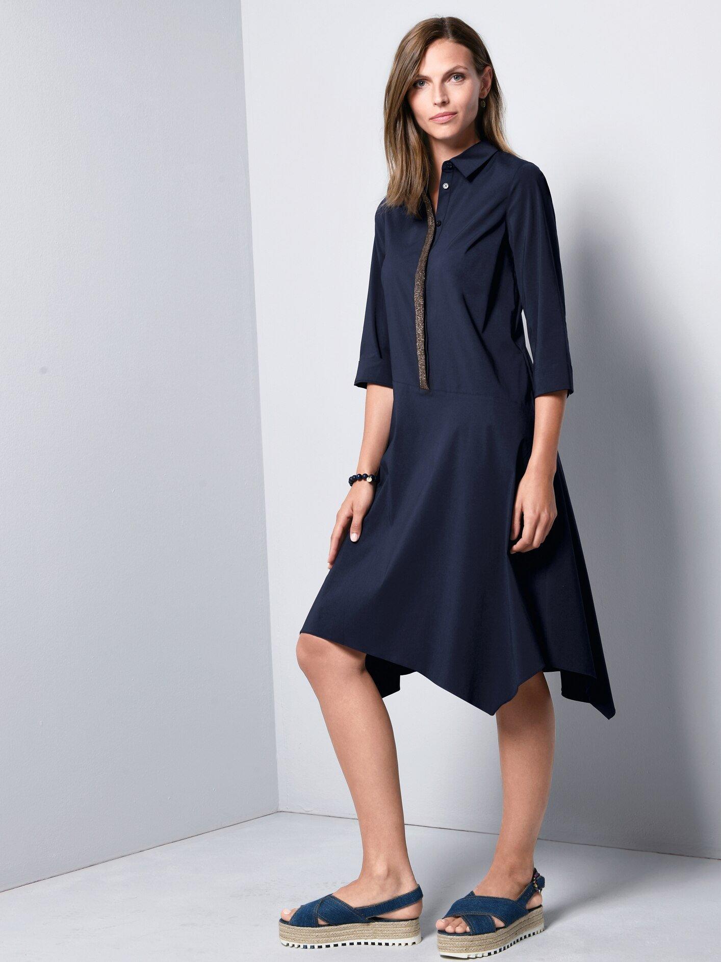 Steffen Schraut Dress With 3 4 Length Sleeves Navy