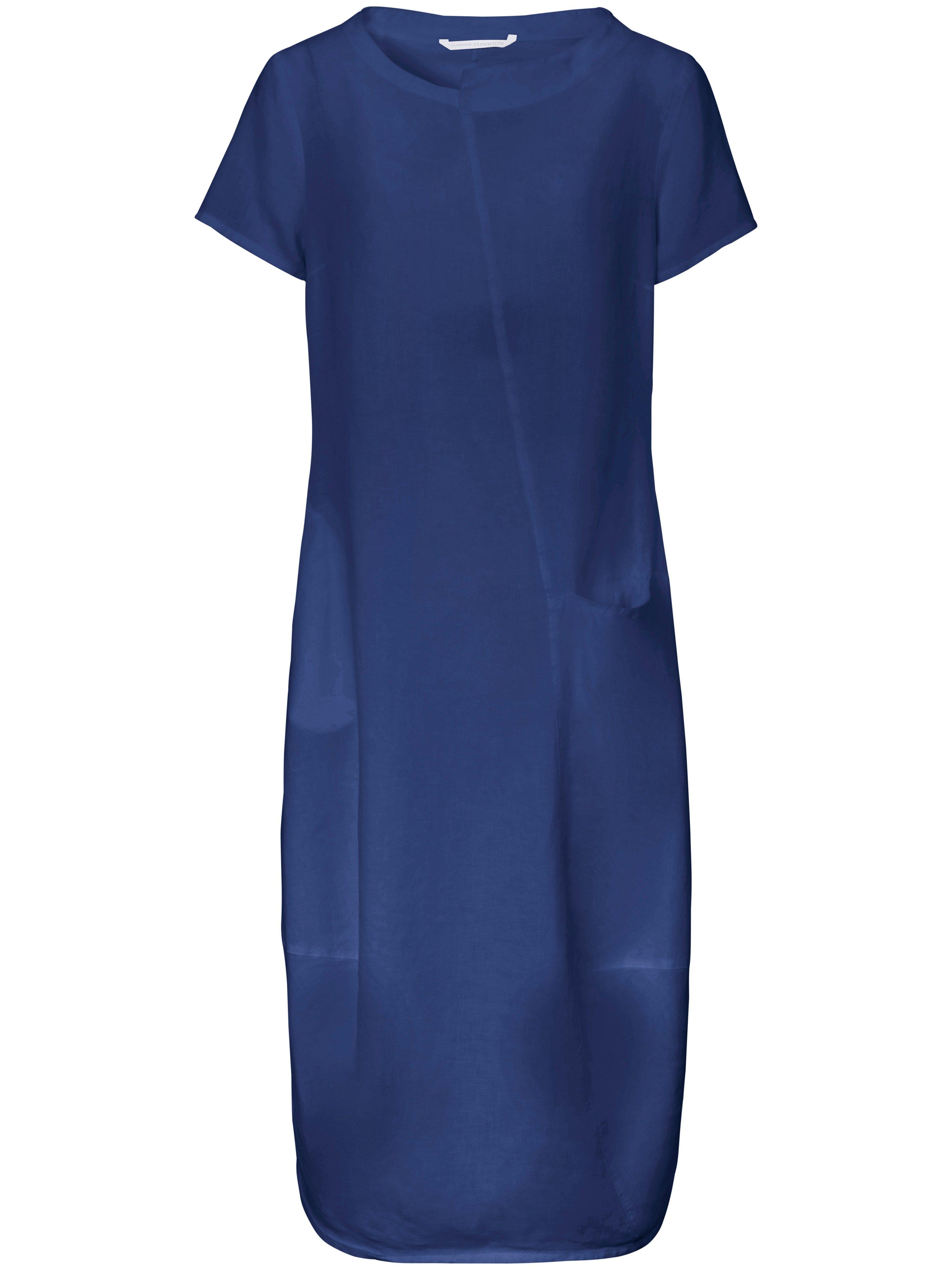elemente clemente - Dress in 100% linen with short sleeves - indigo